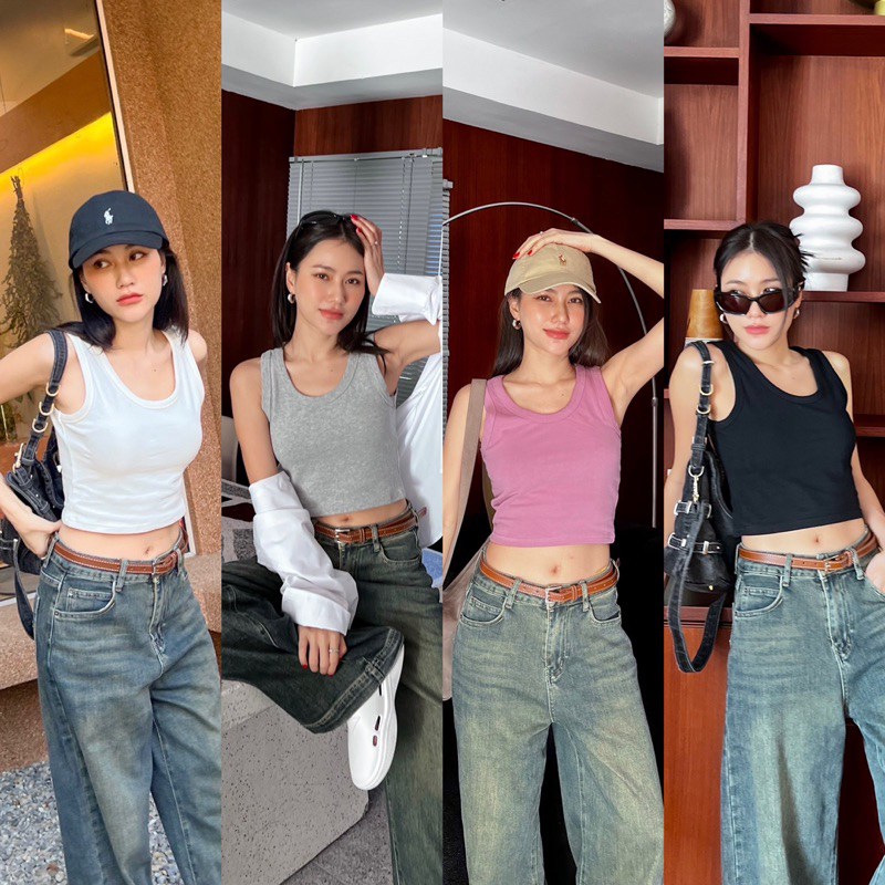 Tank top crop U neck basicselected