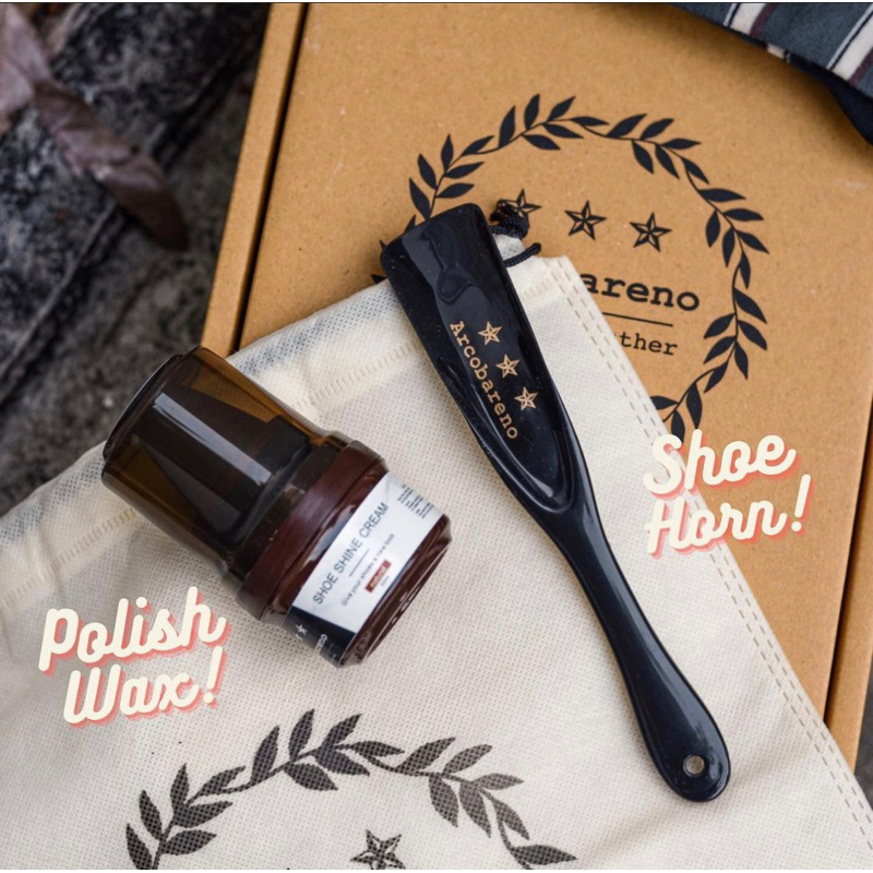 🇮🇹🇮🇹 Arcobareno Polishing Wax and Shoe Horn Set 50ml (Spong & Chamois Towel)