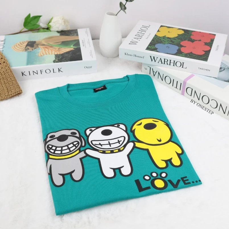 ผ้า cotton แท้ 100% [Super Soft] อย่างดี หนานุ่ม ใส่สบาย ไม่ร้อน ลาย หมา3ตัว (no.107)