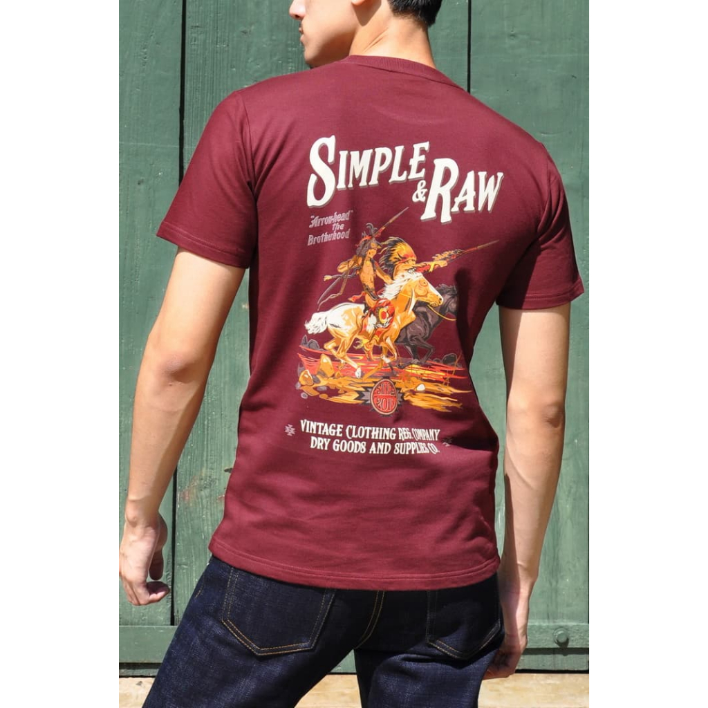 Simple&Raw - เสื้อยืด TS721 NavajoTribe (RedBrown)