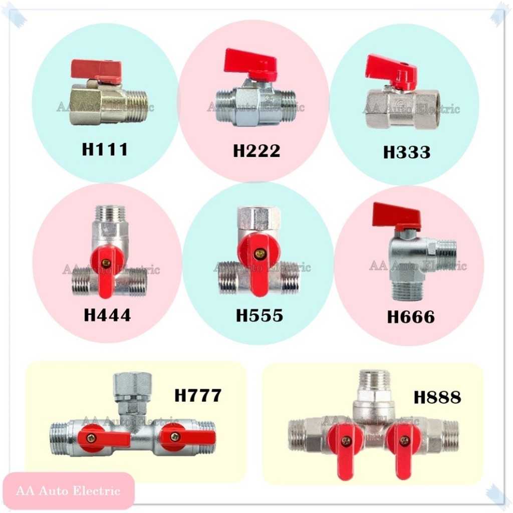 มินิบอลวาล์ว [ H2o ] ขนาด 1/2" 4หุน บอลวาวล์ บอลวาล์วสองทาง บอลวาล์วสามทางทองเหลือง