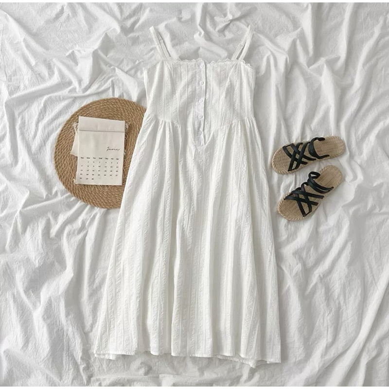 Somedays_closet พร้อมส่ง Cloudy Dress เดรสยาวสไตล์เกาหลี ฉลุลายลูกไม้ ลุคลูกคุณหนูหวานๆ