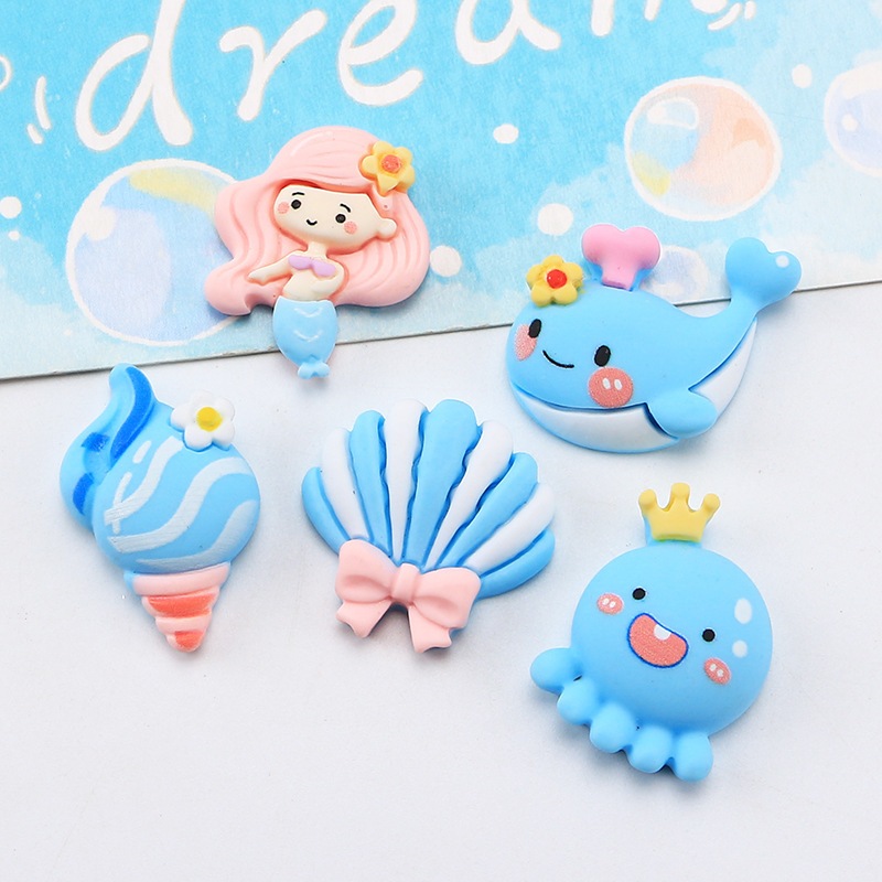 E003 เรซิ่นทะเลสีฟ้า 3D (1 ชุด 5 ตัว ครบแบบ) อุปกรณ์ตกแต่ง งาน DIY แต่งเคสโทรศัพท์ งานฝีมืออื่นๆ พร้อมส่งจากไทย