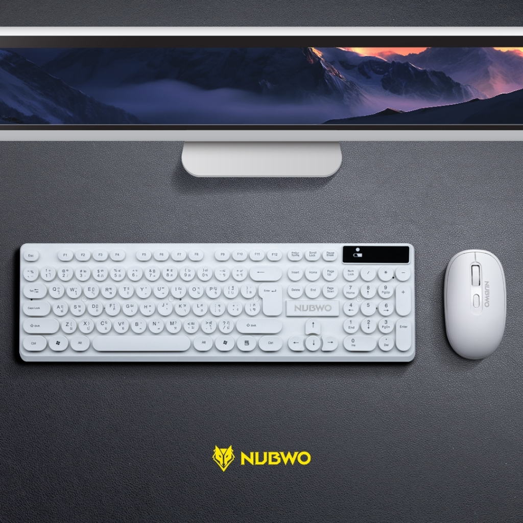 [สินค้ารับประกัน 1 ปี]  Nubwo คีย์บอร์ดและเมาส์ไร้สาย NKM-636 แบบไวร์เลส เชื่อมต่อง่าย ปุ่มกลมลอยดีไซน์มินิมอล
