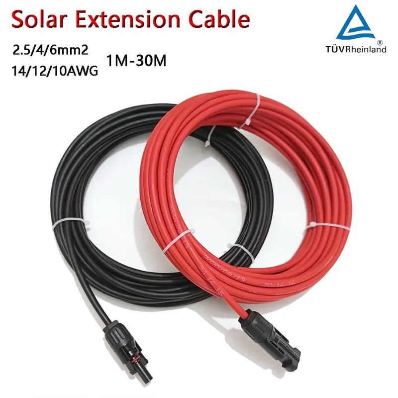 4 sq.mm 12AWG Solar PV Panel Extension Copper Cable TUV Wire for PV Panels Connection Red Black XLPE