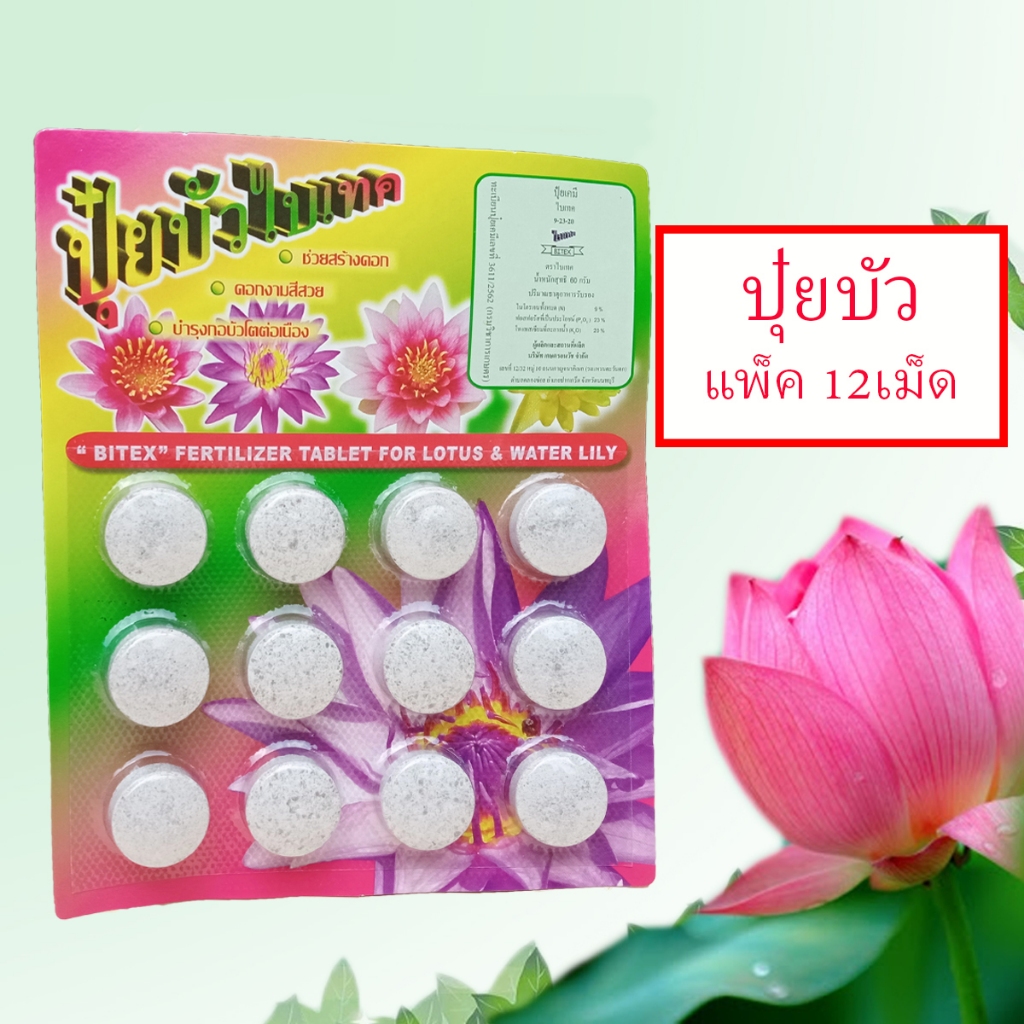 ปุ๋ยบัว ชนิดเม็ด อาหารบัว อาหารไม้น้ำ บรรจุ 12เม็ด