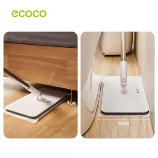 Ecoco ไม้ถูพื้น ใช้แล้วทิ้ง ไม้ม๊อบ ไม่ต้องซักมือ แห้งและเปียก ไม้ถูพื้นขี้เกียจ ปัดฝุ่นแบบคู่ ไม้ถูพื้นแบบแบน