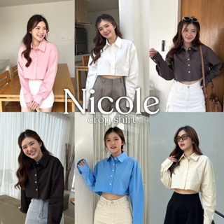 Thesummernade : Nicole crop shirt เสื้อครอปเชิ้ตผ้าคอตตอน