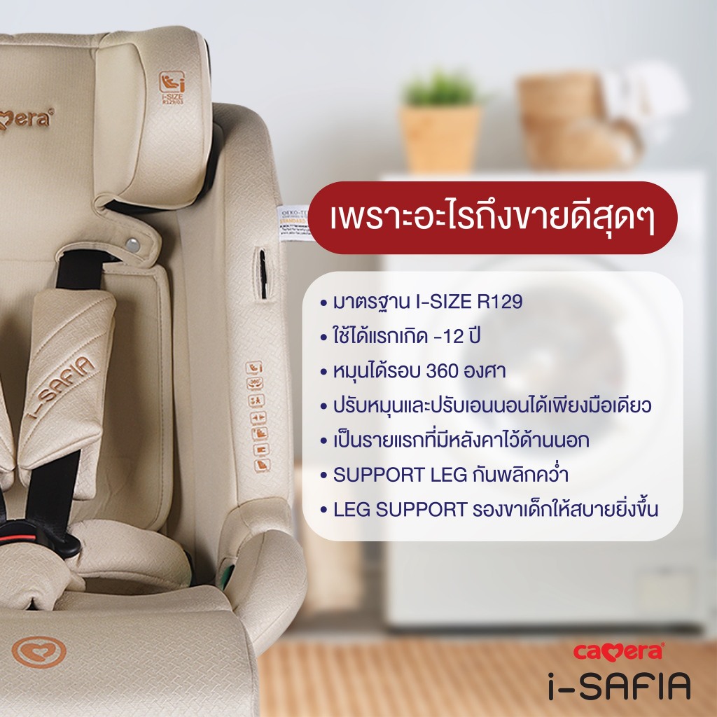 (ประกัน3ปี) Camera คาร์ซีท i-safia และ Safia 3 เด็กแรกเกิด - 12 ปี หมุนได้ 360 องศา isofix รูปที่ 2