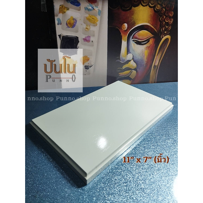 ฐานพระสีขาว10x6นิ้ว,11x7นิ้ว,12x8 สูง18มิล(ความหนาไม้) วางพระพุทธรูปองค์เทพบูชา ไม่เน้นสูง
