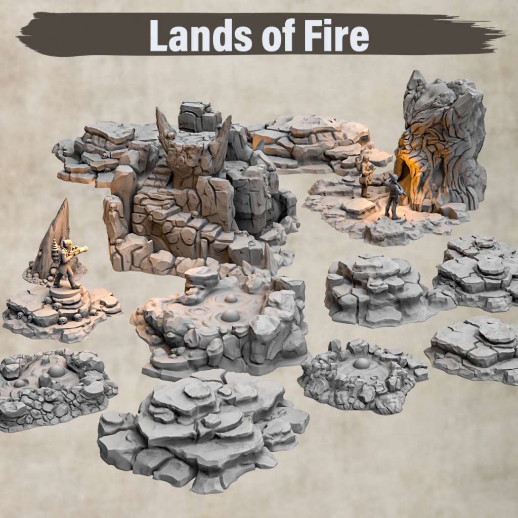 Lands of Fire set จัดส่งได้ใน 7วัน สำหรับ TRPG, table top war games