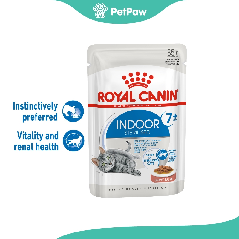 Royal Canin INDOOR STERILISED 7+ GRAVY แมวโตเลี้ยงในบ้านอายุ 7 ปีขึ้นไป 85 g