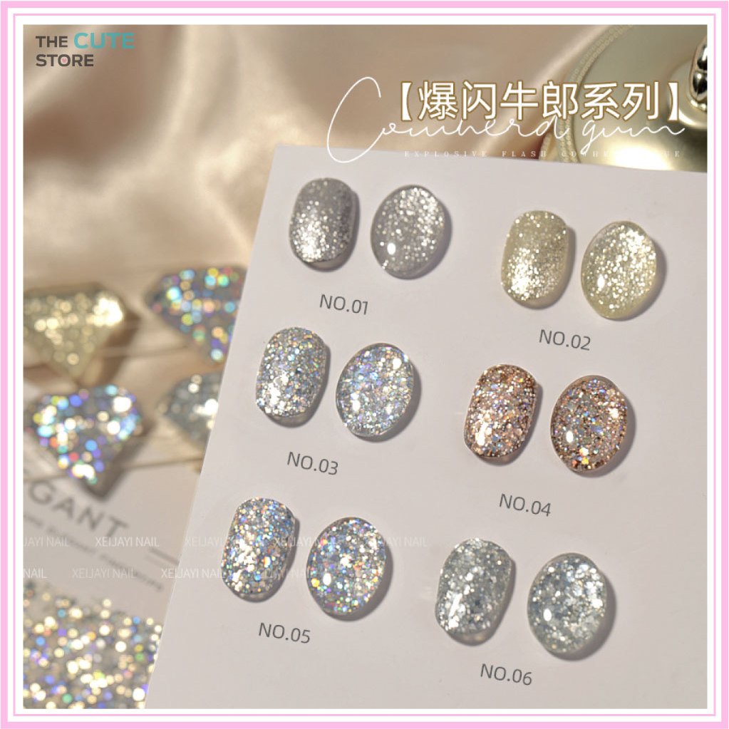 ใหม่ สีเจลกากเพชร Super Flash Diamond- XEIJAYI 15 ml. ราคาพิเศษ