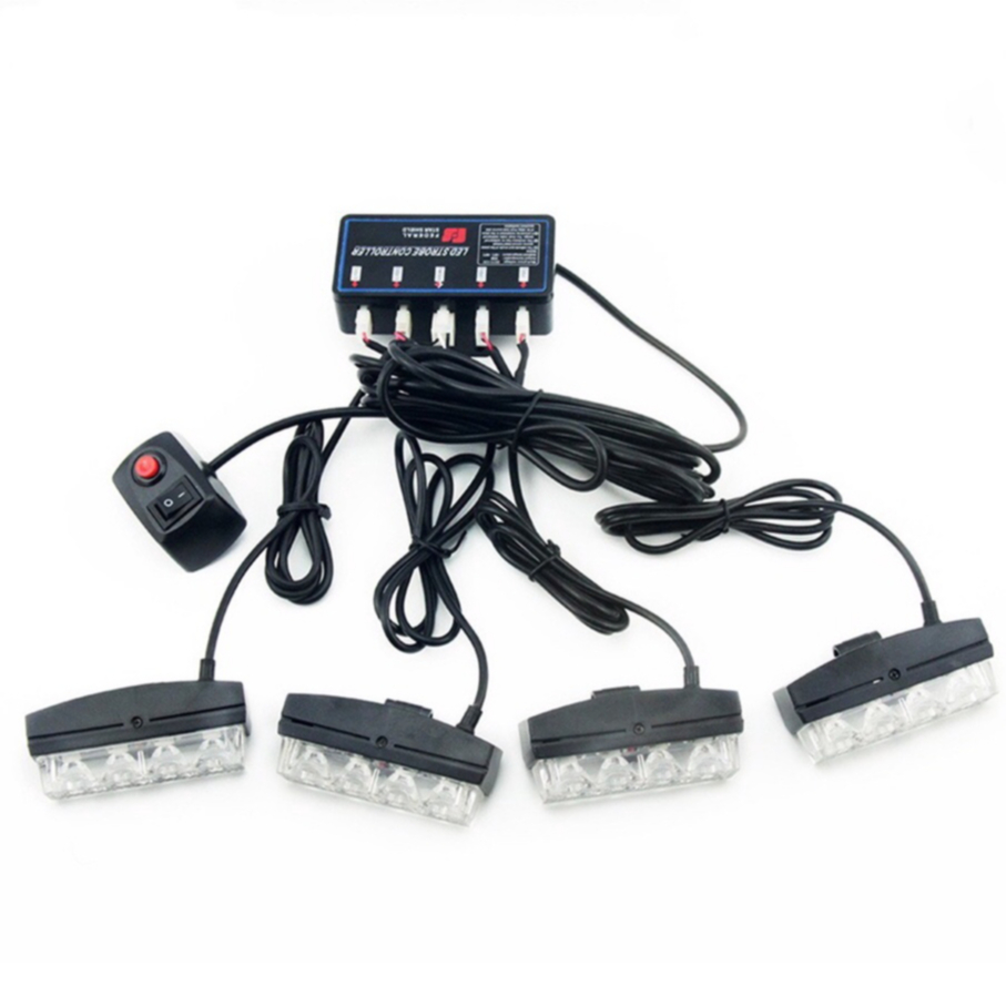 ไฟฉุกเฉิน ไฟไซเรนLED 4จุด * 4ช่อ รุ่น 331 อเนกประสงค์ สีแดง/ สีแดง-น้ำเงิน/สีเหลือง 12V