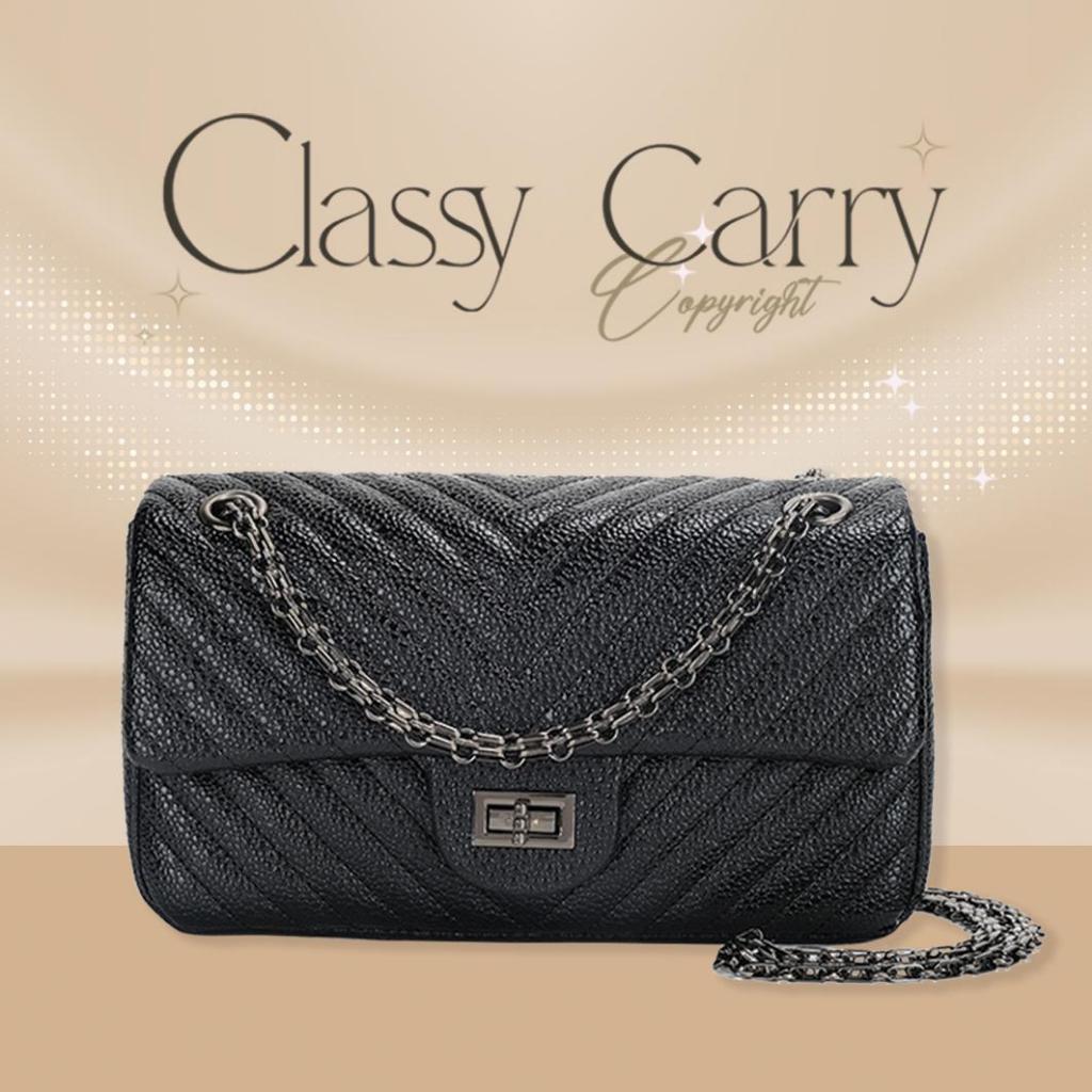 กระเป๋าสะพายข้าง ครอสบอดี้ หนังคาเวียร์สุดหรู อะไหล่ดำโคเมียม ไม่ลอกไม่ดำ FC11