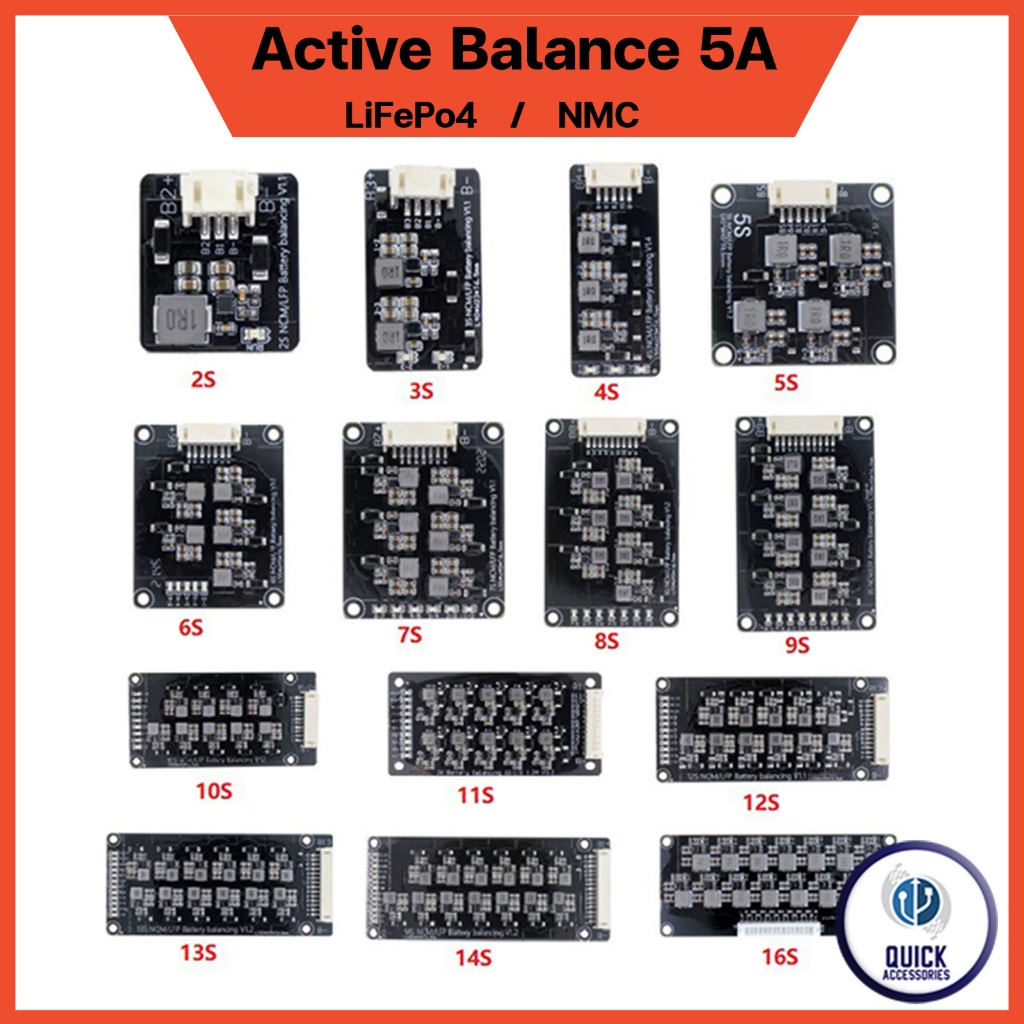 Active Balance 1.2A บอร์ดเเอคทีฟบาลานซ์ 3s 4s 5s 6s 7s 8s 9s  LiFePo4 NMC LTO Li-ion แอคทีฟ บาลานซ์