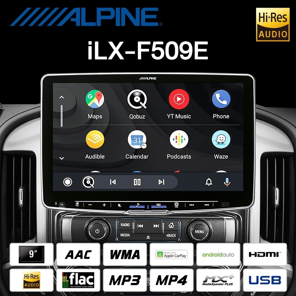 ALPINE รุ่น  iLX-F509E เครื่องเล่น ขนาดจอ 9 นิ้ว 1 DIN ดีไซน์หรู ดูดีมีระดับ แถมกล้องถอยหลังรถยนต์+เ