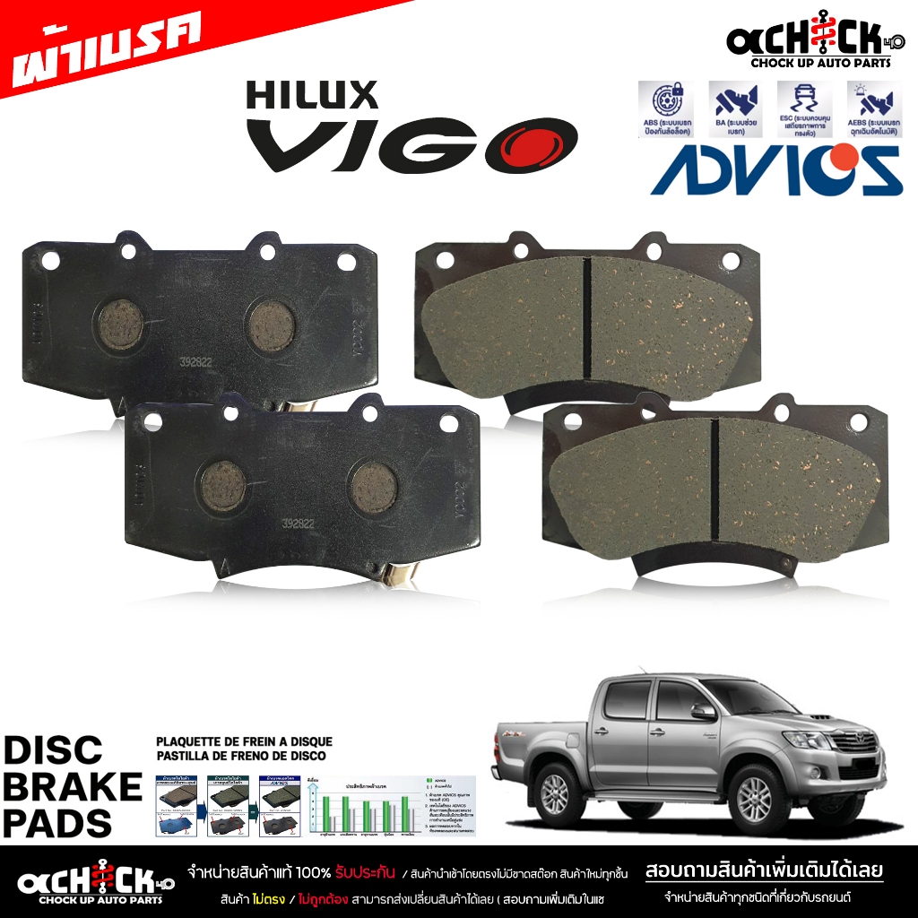 Advics ผ้าเบรค หน้า วีโก้แชมป์ 4x4 ,New-ฟอร์จูนเนอร์ '11, รีโว่ ตอนเดียวตัวสูง ( A1N217 ) ผ้าดิสก์เบ