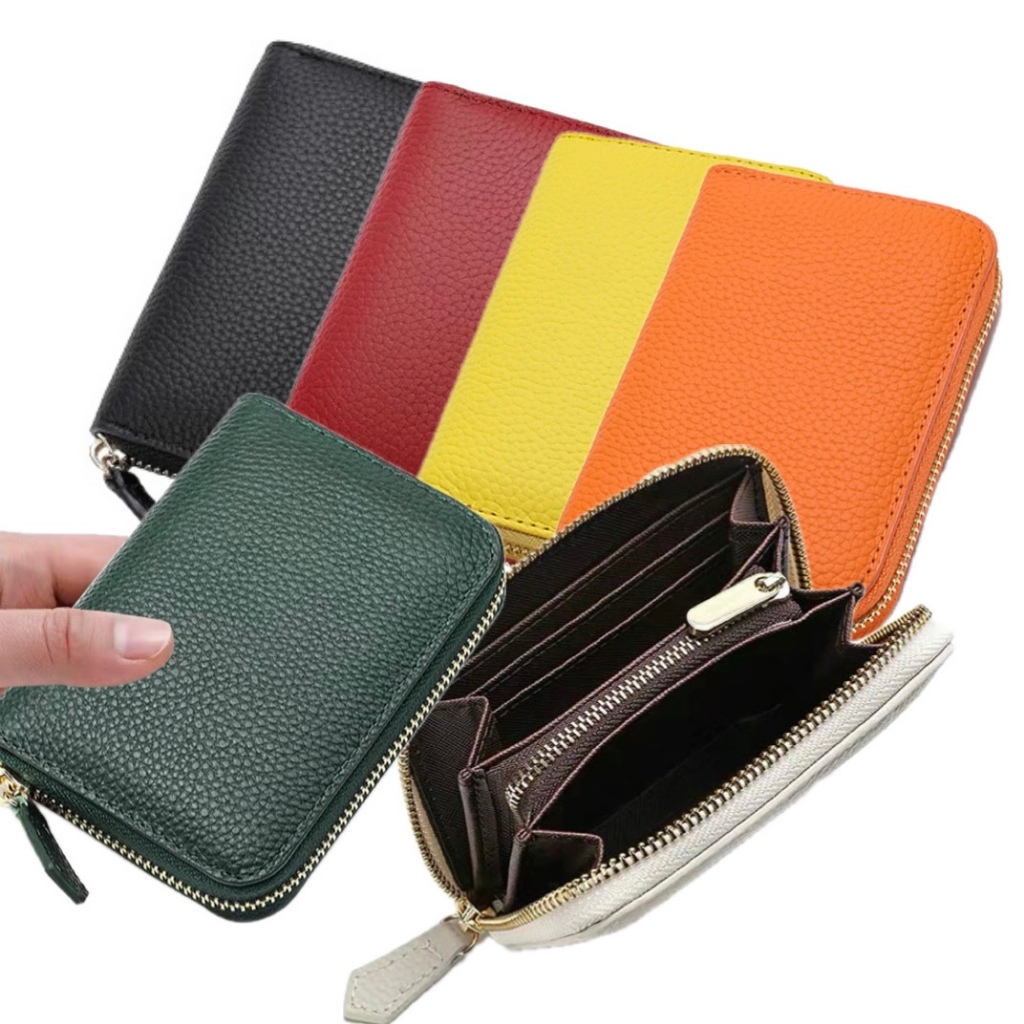 กระเป๋าสตางค์ใบสั้นซิปรอบ หนังวัวนิ่ม มีช่องซิปใส่เหรียญ ขนาด4.5" #(34D)