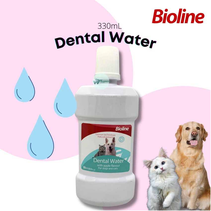 น้ำยาดับกลิ่นปากสุนัขและแมว รสแอปเปิ้ล Bioline Dental Wate 300ml.