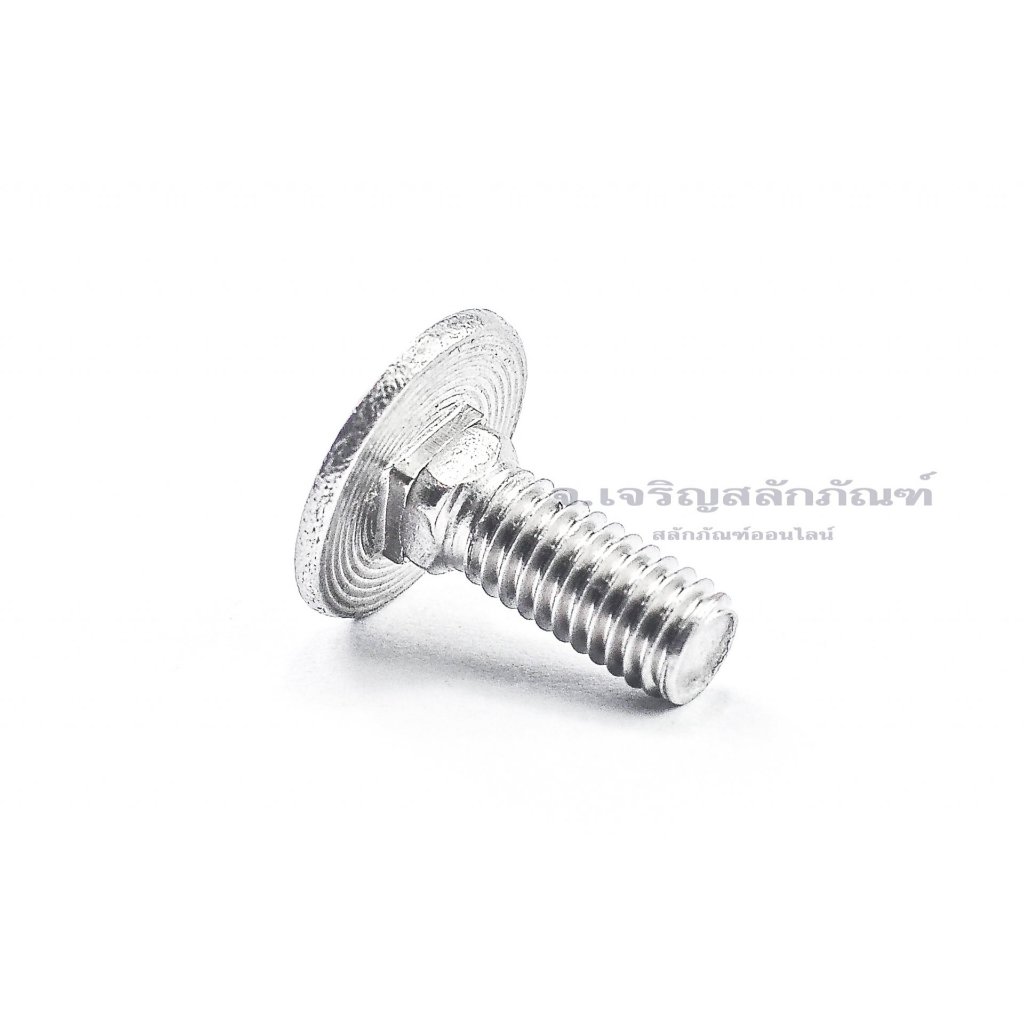 น็อตหัวกลมคอเหลี่ยมสแตนเลส M6 เกลียวตลอด ความยาว 15-75 มิล (แพ็คละ 1 ตัว)