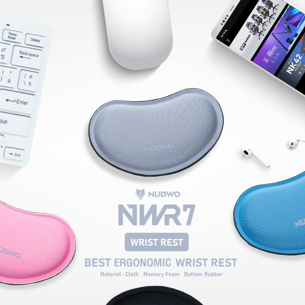 🎮 GAMING NUBWO NWR6 + NWR7 WRIST REST Best Ergonomic แผ่นรองข้อมือ เมาส์ คีย์บอร์ด ผลิตจากเมมโมรี่โฟม Anti-Slip Mouse