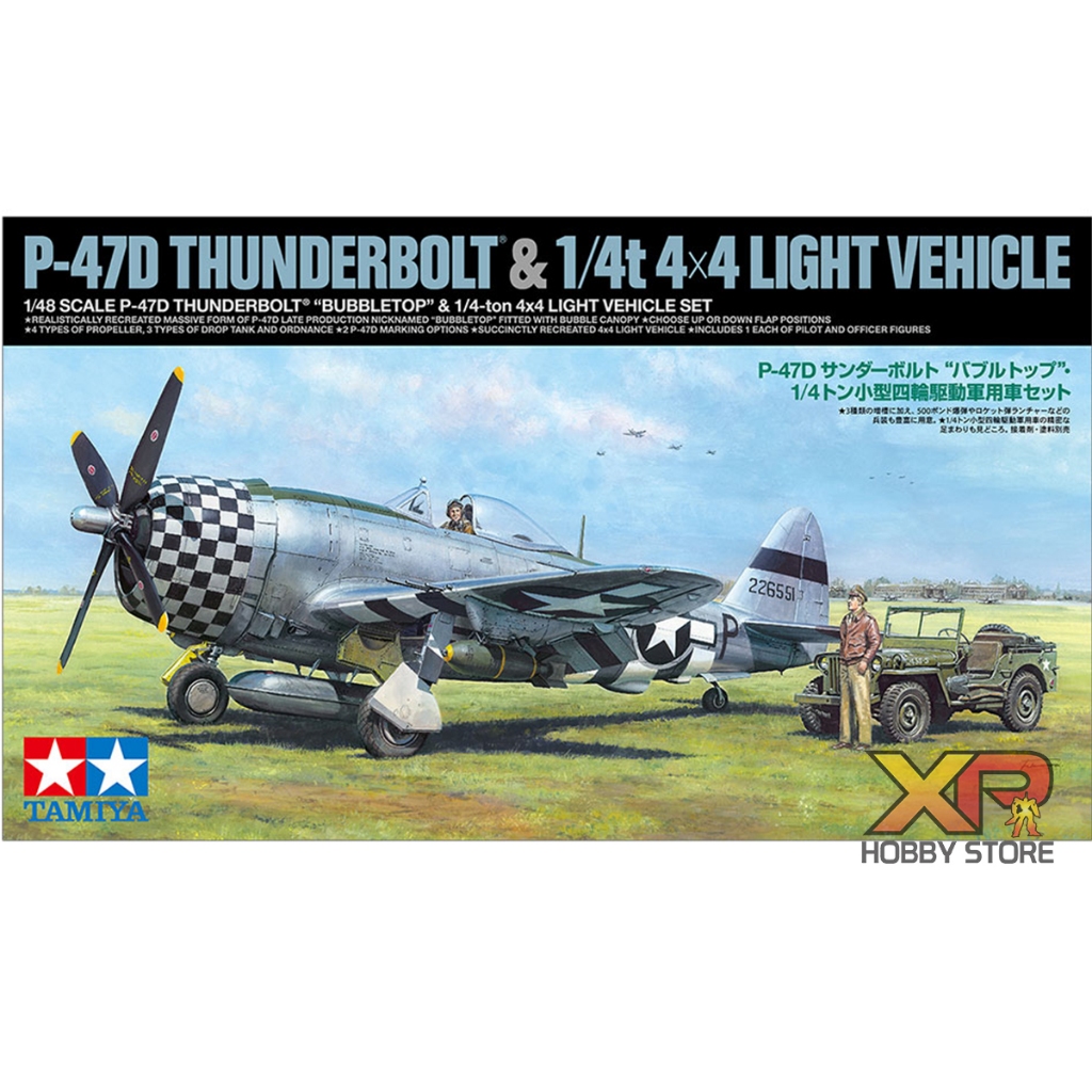 [Tamiya] 1/48 : P-47D Thunderbolt “Bubbletop” & 1/4-Ton 4×4 Light Vehicle Set (TA 25214)