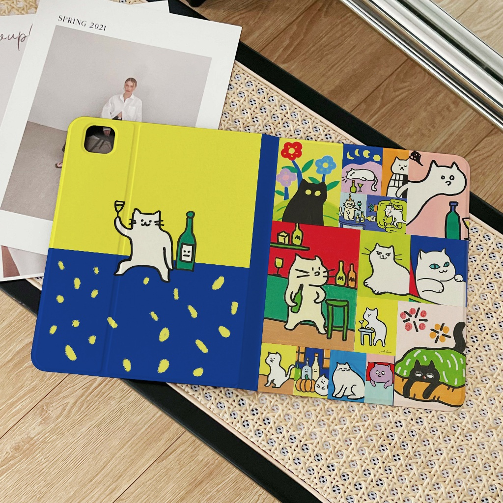 🌻24 ชั่วโมง🌻เคสไอแพด KITTY drink Gen9 pro11 gen11 เคส iPad party Gen8 AIR6/7Case iPad มีที่เก็บปากกา