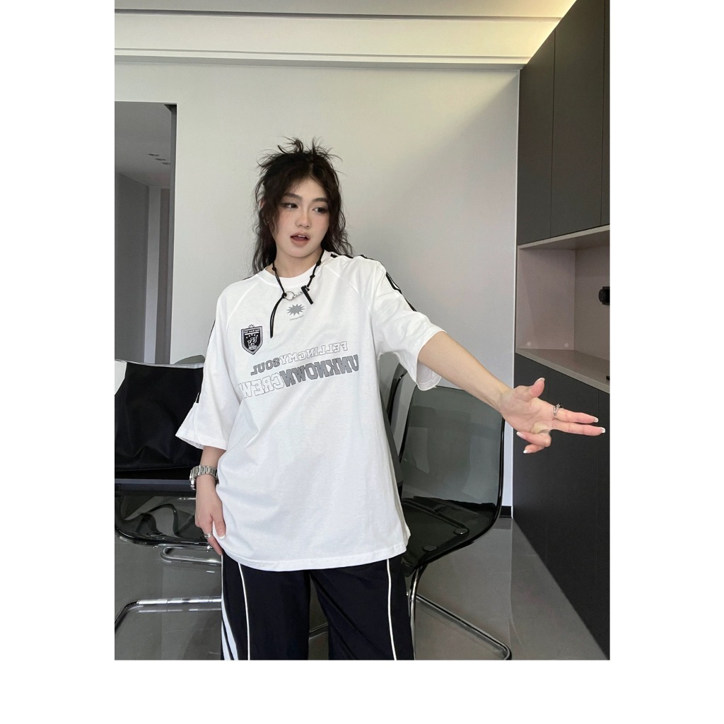 ส่งทันที Cici(NO. 8922) เสื้อยืดทรงโอเวอร์ไซส์ พิมพ์ลายอักษร สไตล์อเมริกัน - รูปที่ 2