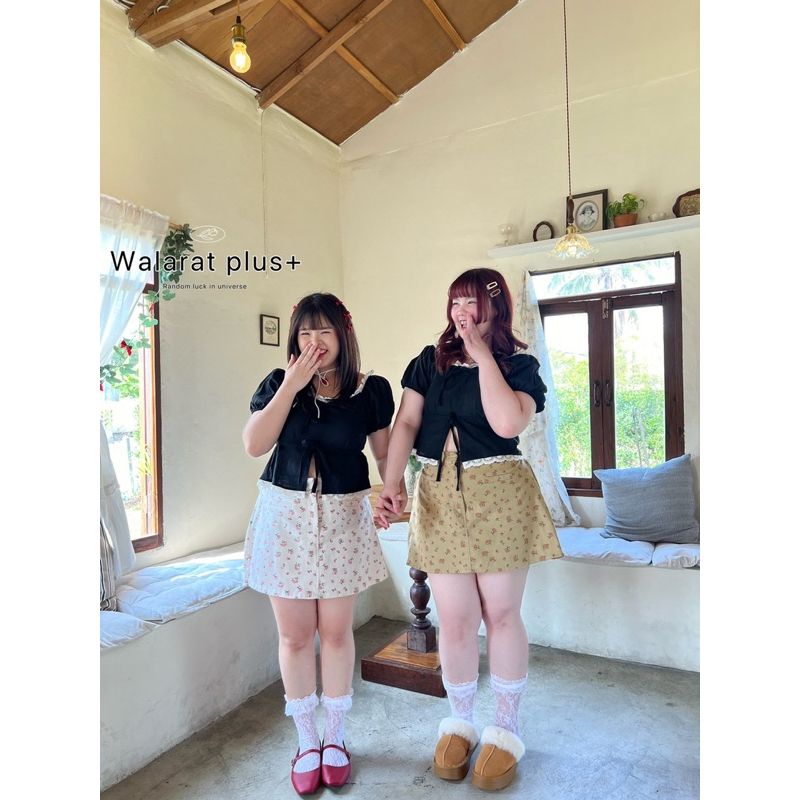 Walarat plus+กระโปรงสั้นลายดอกไม้สาวอวบ