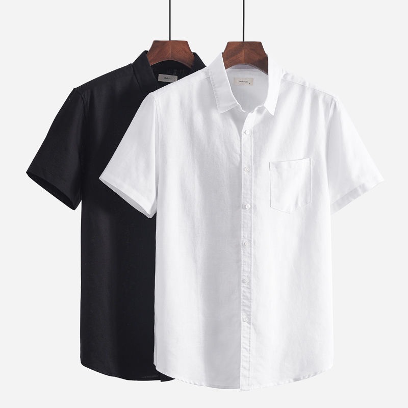 เสื้อเชิ้ตแบบใหม่ล่าสุด ผ้ายืดใส่สบาย 104#เสื้อเชิ้ตสีดำ มีกระเป๋าหน้า