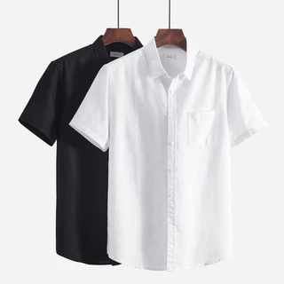 เสื้อเชิ้ตแบบใหม่ล่าสุด ผ้ายืดใส่สบาย 104#เสื้อเชิ้ตสีดำ มีกระเป๋าหน้า