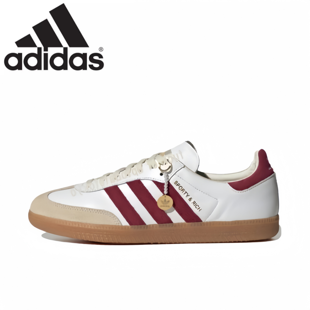SPORTY & RICH x adidas originals Samba OG White red ของแท้ 100 % style Running shoes sneakers