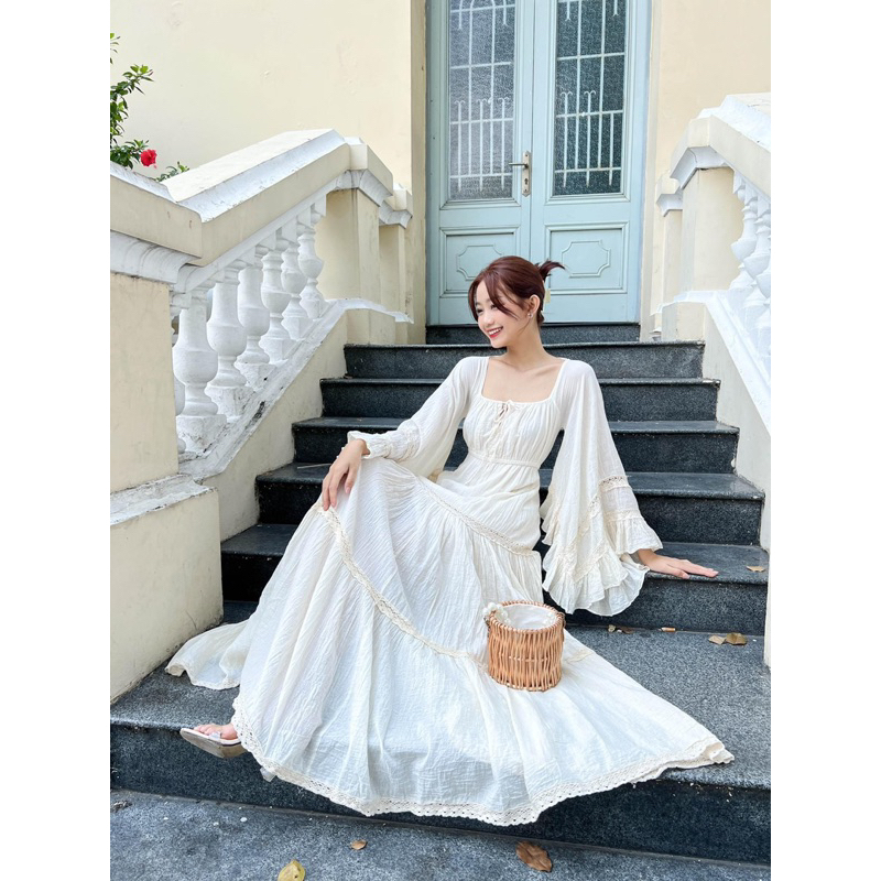 เดรสยาวโบฮีเมี่ยน สไตล์วินเทจ ชุดเดรสยาวสีดำ เดรสมุสลิมสีดำ