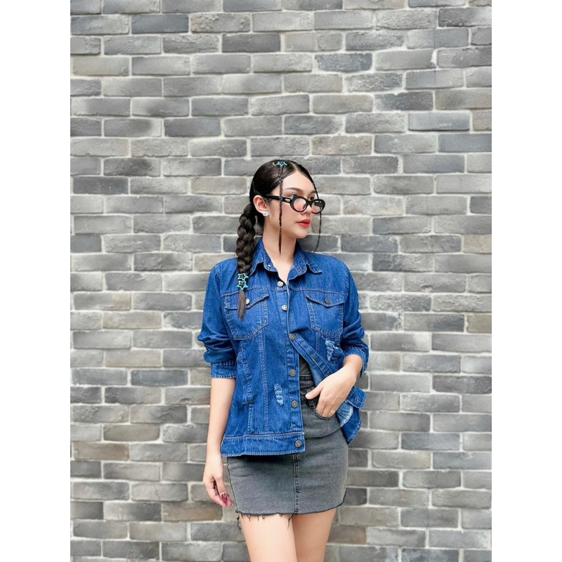 🍭So fashion shop🍭 แจ็คเก็ตยีนส์นิ่ม อก 46