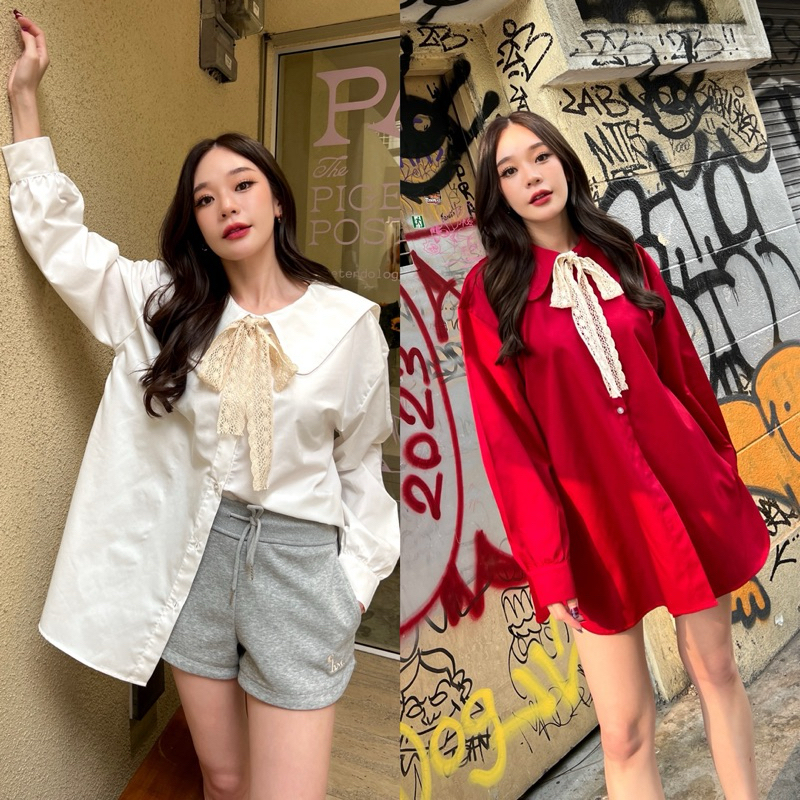 Croissant Shirt (แดง,ขาว)