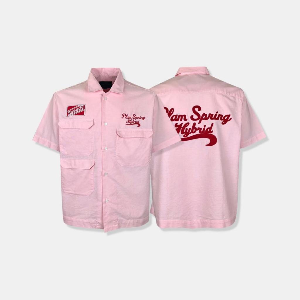 Hybrid Shirt Men ไฮบริดเสื้อเชิ๊ตผู้ชายแขนสั้น สีชมพู(Pink)MSS-430-PK
