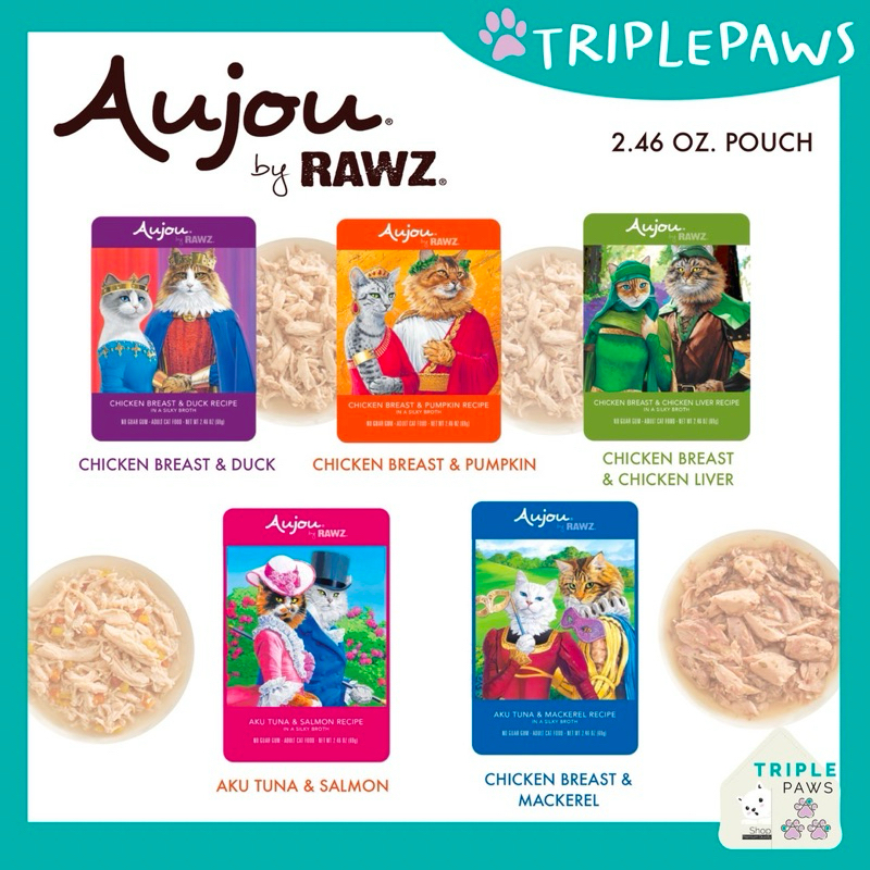 (พร้อมส่ง)อาหารเปียกแมว Rawz Aujou wet cat food ขนาด 69g