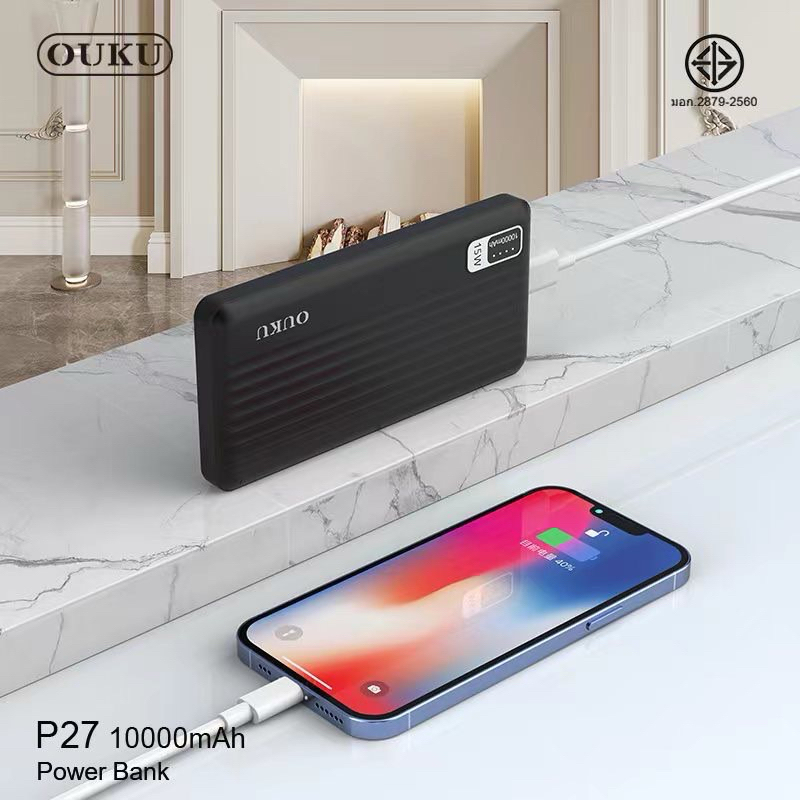 Power Bank OUKU รุ่น P27, P28, J42A,BDY01 10000mAh 20000mAh 30000mAh ชาร์จเร็ว2.4A พาวเวอร์แบงค์ USB TypeC มีจอLEDแสดงผล