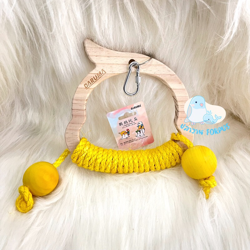 พร้อมส่ง 🦜 ชิงช้าไม้ลายนก เชือกสีเหลือง