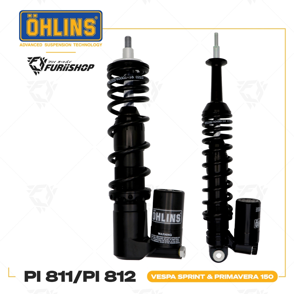 โช๊คหน้า-หลัง ohlins Black Line PI 811 / PI 812 For Vespa Sprint & Primavera 150 ABS