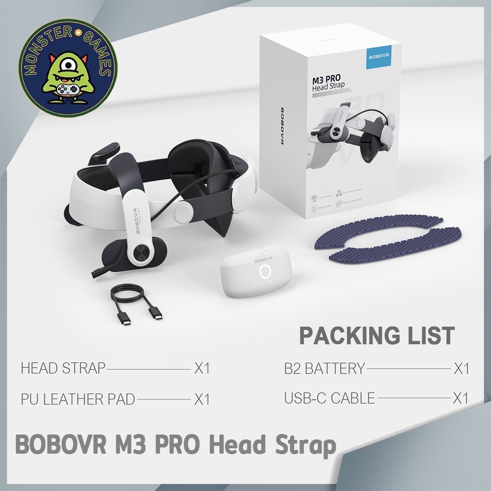 BOBOVR M3 Pro Head Strap สำหรับ Meta Quest 3 / 3s (สายรัดหัว)(อุปกรณ์เสริม Meta)(แท่นชาร์จแบต Meta)