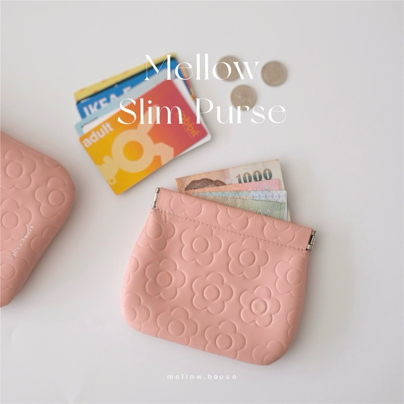 Mellow Slim Purse กระเป๋าสตางค์หนังแท้ปากบีบ