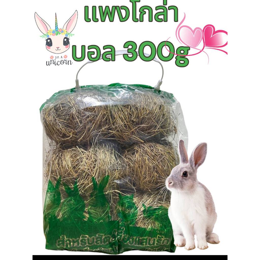 หญ้าแพงโกล่า xxบอลxx 6 ลูก สำหรับ​กระต่าย​ เเละสัตว์ฟันเเทะ โปรตีนสูง 300g