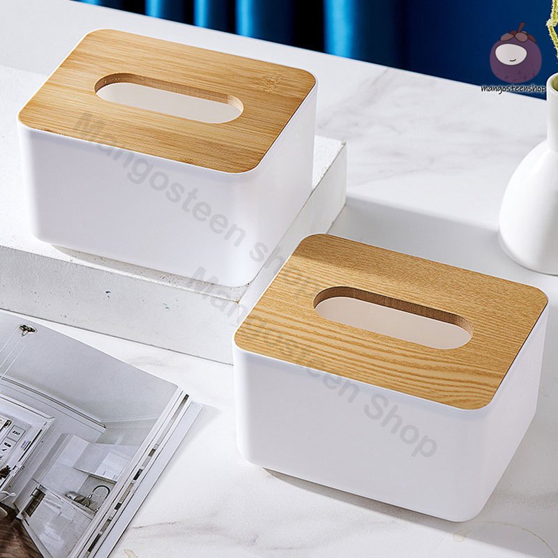 กล่องใส่ทิชชู่ ที่ใส่ทิชชู่ 3 ขนาด มีฝาปิดไม้ แข็งแรงและทนทาน ป้องกันฝุ่น ความจุขนาดใหญ่ เพิ่มด้านล่าง - รูปที่ 5