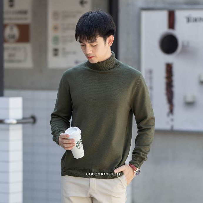 COCO-MAN เสื้อไหมพรมผู้ชาย คอเต่า แขนยาว มี ให้เลือกหลายสี สี เนื้อนุ่ม ใส่กันหนาว