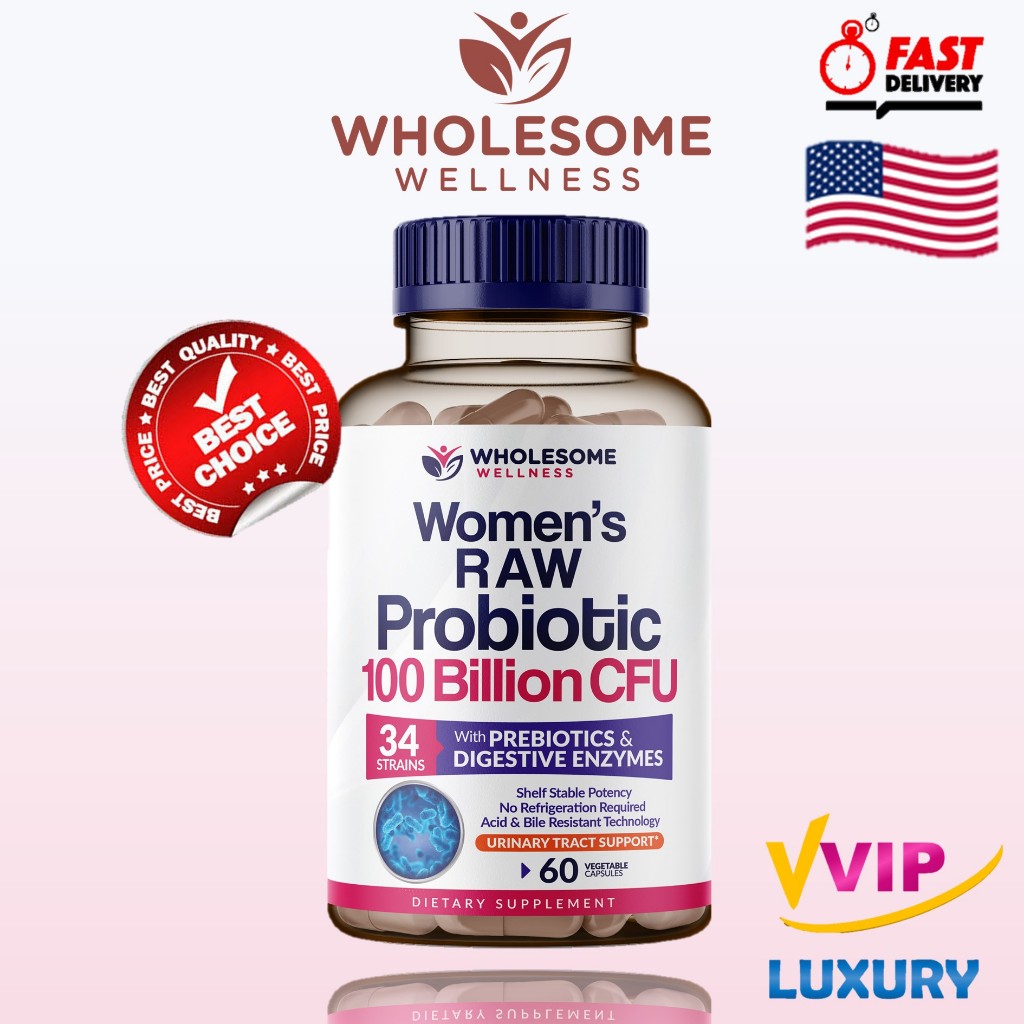 Women’s Raw Probiotics 100 Billion CFU Organic With Prebiotics, Digestive Enzymes 60 capsules exp04/2026