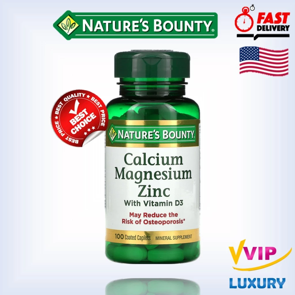 exp.02/2028 Nature's Bounty, Calcium Magnesium Zinc with Vitamin D3, 100 coated caplets