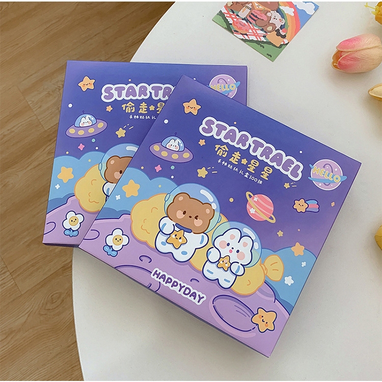 สติ๊กเกอร์ลายการ์ตูน 100 แผ่น/ชุด สติ๊กเกอร์ไดคัท ลายน่ารักSticker PVC น่ารักกันน้ำ ตกแต่ง ไดอารี่