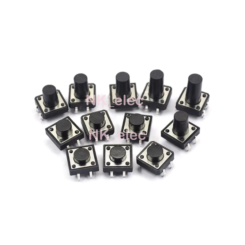 สวิตช์ปุ่มกด DIP Push Button Switch ไมโครสวิตช์ กดติด-ปล่อยดับ 4 ขา 12x12xHmm มีสินค้า พร้อมส่ง